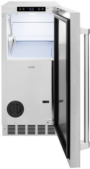 ZLINE 15" Stainless Steel Touchstone Clear Cube Ice Maker with Drain Pump-1