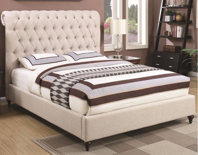 Coaster® Devon Beige California King Upholstered Bed-1