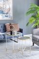 A & B Home Hannes 2-Piece Glass Top Nesting Tables with Gold and White Frame-1