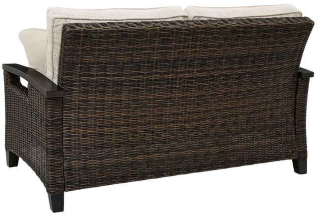 Signature Design by Ashley® Drakes Beach Beige/Dark Brown Aluminum Outdoor Loveseat-3
