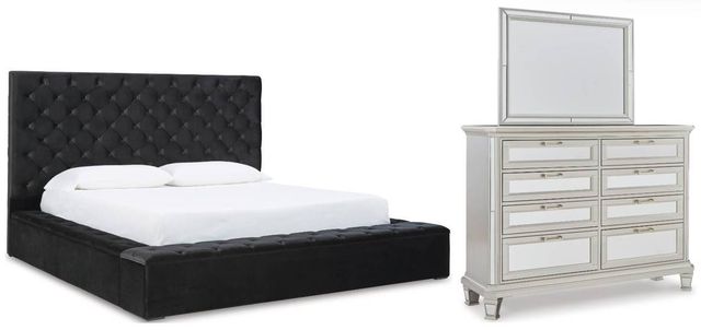 Signature Design by Ashley® Lindenfield 3-Piece Silver California King Upholstered Storage Bed Set-0