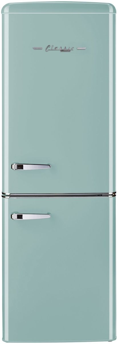 Unique® Appliances Classic Retro 22" 7.0 Cu. Ft. Ocean Mist Turquoise Counter Depth Bottom Freezer Refrigerator-0