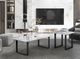 Mazin Furniture Leander White Sintered Stone Top Coffee Table with Black Metal Legs-4