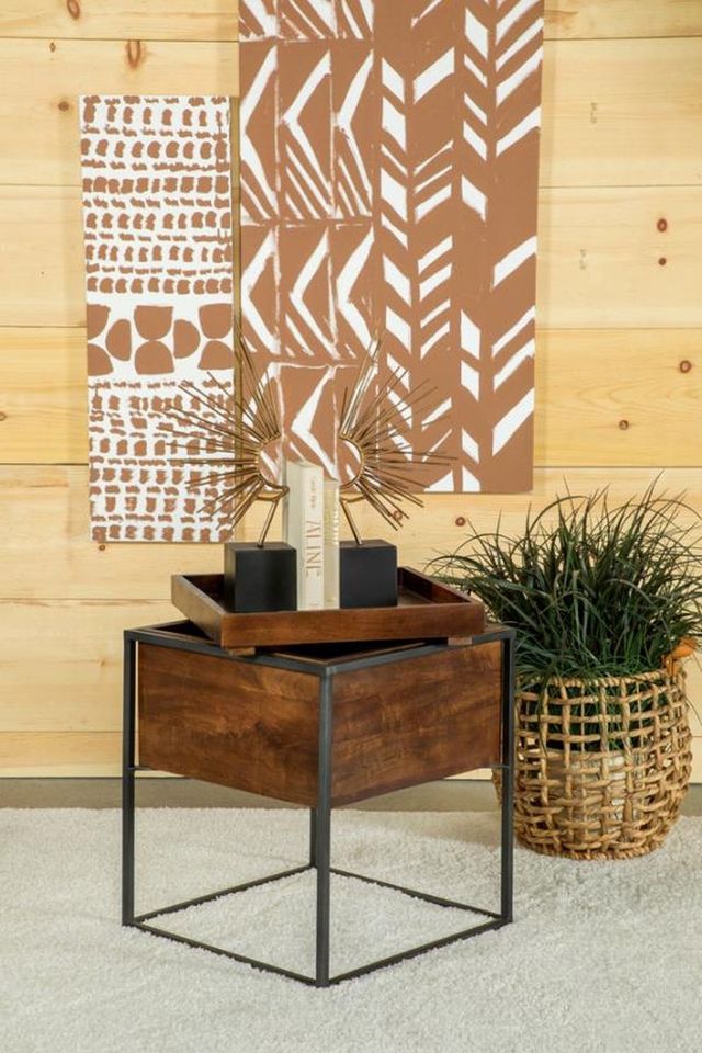 Coaster® Ondrej Dark Brown  Accent Table with Gunmetal Base-1
