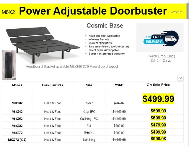 Sierra Sleep® By Ashley® Cosmic Power Black California King Adjustable Base-0