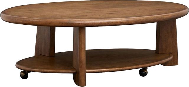 Magnussen Home® Tanner Tawny Brown Oval Cocktail Table with Casters-4