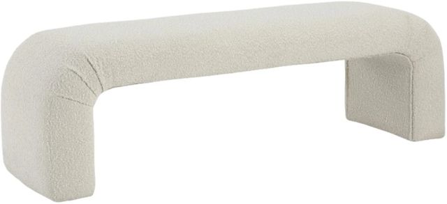 Meridian Furniture Niagara Cream 52" Boucle Fabric Bench-0