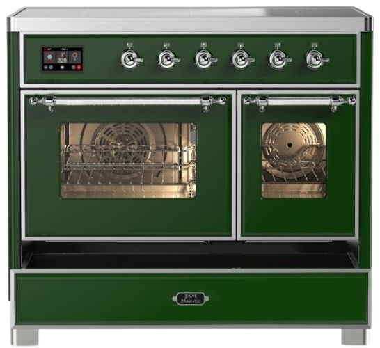Ilve® Majestic III 40" Emerald Green Pro Style Induction Range with Triple Glass Door and Chrome Trim-2
