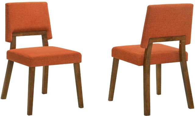 Armen Living Channell 2-Piece Brown/Orange Dining Side Chair Set-0