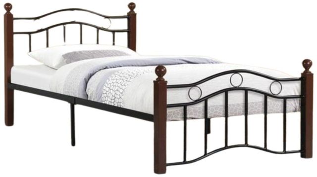 Milton Greens Stars Black/Brown Twin Metal Platform Bed with Posts-0