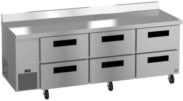 Hoshizaki Steelheart® 93" 30.17 Cu. Ft. Stainless Steel Three Section Worktop Side Mount Refrigerator with Stainless Drawers-2
