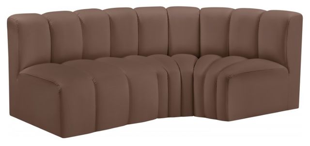 Meridian Furniture Arc 3-Piece Brown Vegan Leather Sectional-1