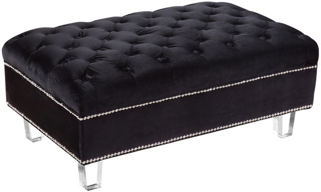 Meridian Furniture Lucas Black Velvet Ottoman-0