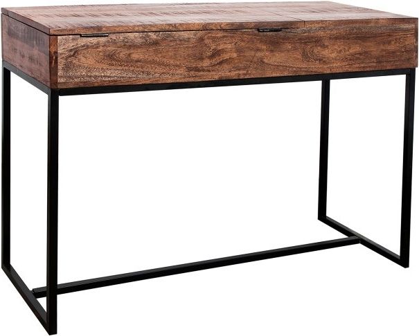 Porter International Designs Lakewood Brown Lift Top Console Table with Black Metal Frame-3