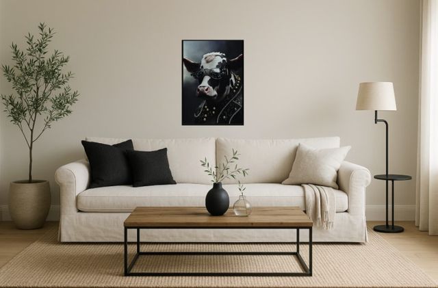 Classy Living Untamed Rockstar Cow with Crystal Shades Wall Art-1