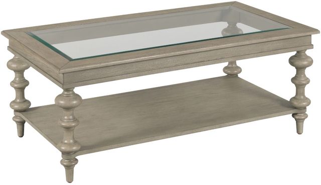 Hammary® Tigbee-Hamilton Glass Top Rectangular Coffee Table with Timberwolf Base-0