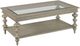 Hammary® Tigbee-Hamilton Glass Top Rectangular Coffee Table with Timberwolf Base-0