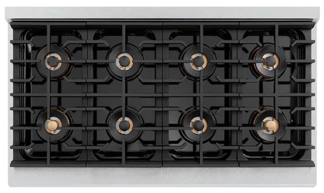 ZLINE Autograph Edition Paramount 48" 6.7 Cu. Ft. Satin Stainless Steel Gas Range with 8 Burner DuoPro™ Cooktop, Dual Ovens, Black Matte Doors and Champagne Bronze Accents-2