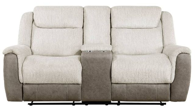 Homelegance® Harriette Beige Double Manual Reclining Loveseat with Center Console-2
