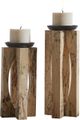 Uttermost® Ilva 2-Piece Natural/Satin Black Wood Candleholder Set-0