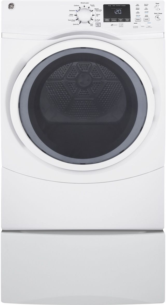 GE® 7.5 Cu. Ft. White Front Load Electric Dryer-2