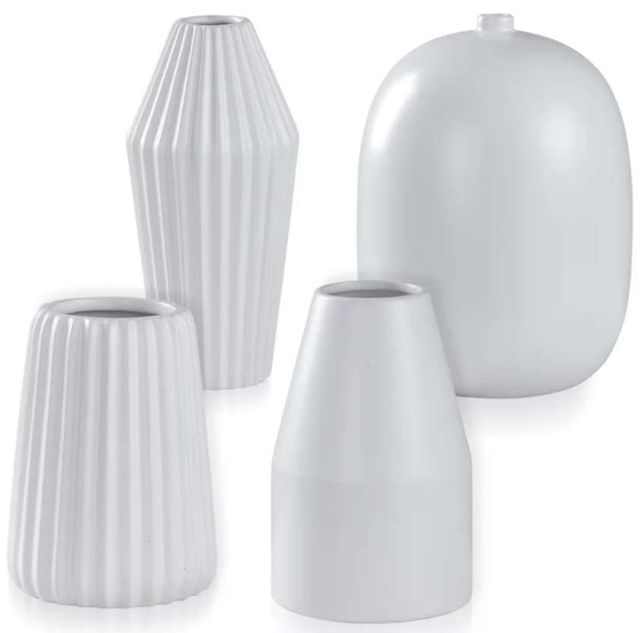 Stylecraft Dann Foley Lifestyle 4-Piece Satin White Vase Set-0