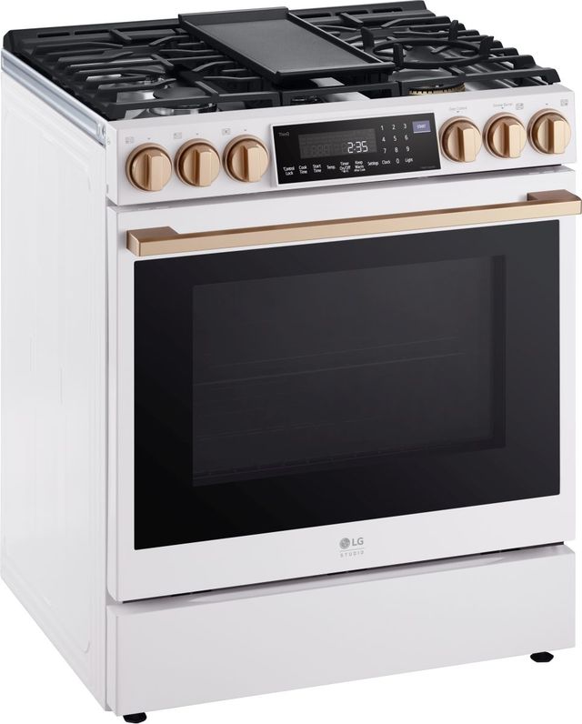 LG Studio 30" Essence White Slide In Gas Range -2