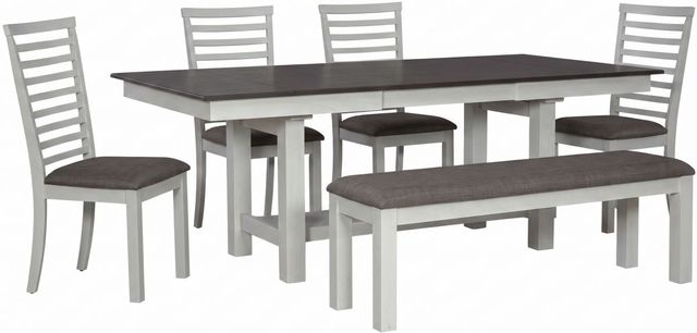 Liberty Furniture Brook Bay 6-Piece Carbon Gray/Textured White Trestle Table Set-0