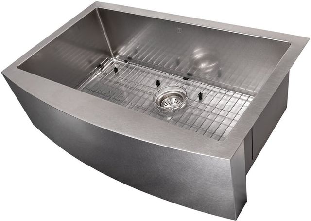 ZLINE Vail 33" Stainless Steel Farmhouse Apron Mount Single Bowl Kitchen Sink with Bottom Grid-1