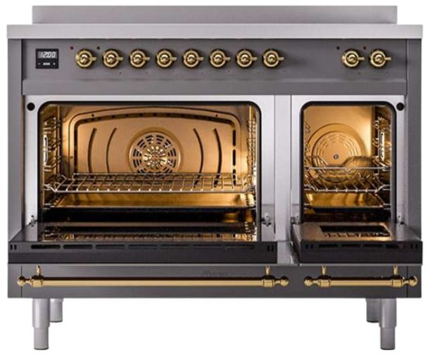 Ilve® Nostalgie II Series 48" Matte Graphite Pro Style Induction Range-0