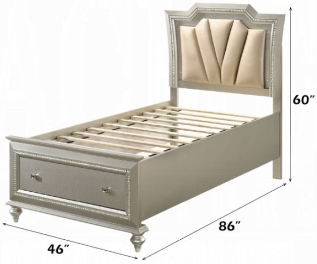 ACME Furniture Kaitlyn Champagne Twin Panel Bed-2