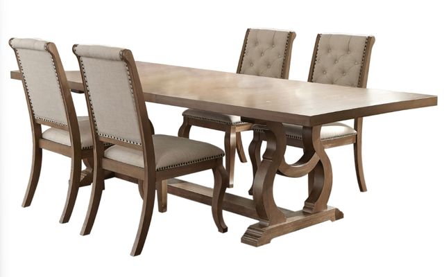 Coaster® Brockway 5-Piece Barely Brown/Cream Trestle Dining Set-0
