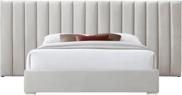 Meridian Furniture Pablo Cream Queen Upholstered Panel Bed-1