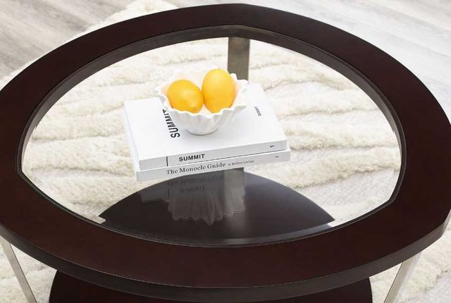 Steve Silver Co. Duncan Glass Top End Table with Espresso Base-2