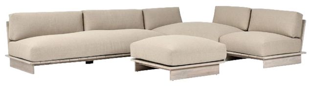 Classic Home Livia 3-Piece Taupe Acrylic Fabric Outdoor Sectional Sofa Set-2
