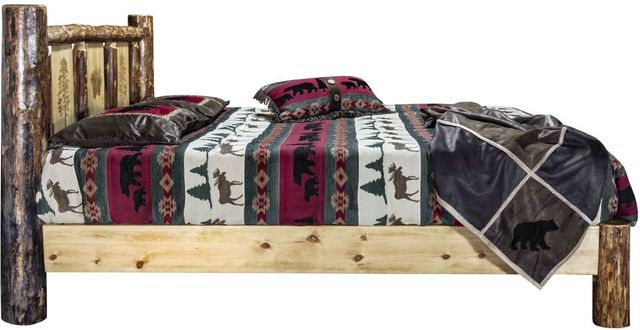Montana Woodworks® Glacier Country Stained and Lacquered California King Platform Bed with Laser Engraved Pine Tree Design-2