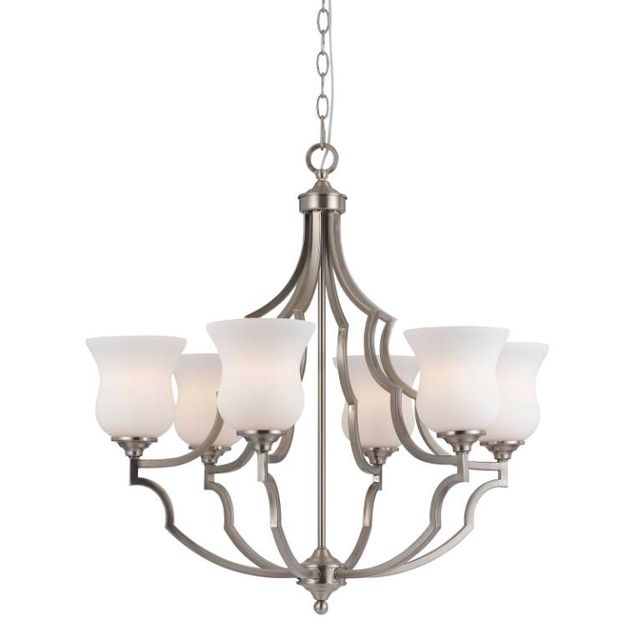 Cal® Lighting & Accessories Barrie Metal 6-Light Frosted White Chandelier-0