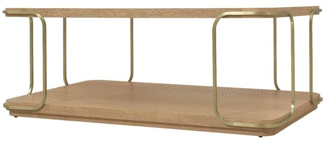 Hooker® Furniture Banyon Bay Desert Oak Cocktail Table with Brushed Brass Support-4