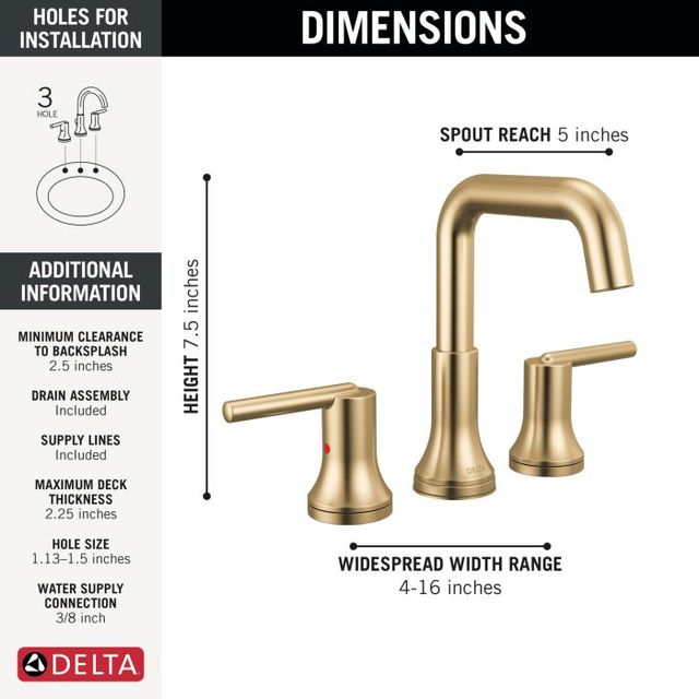 Delta Trinsic® Champagne Bronze 2-Handle Lever Widespread Bathroom Faucet-3