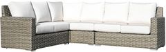 Enclover Jasmine 4-Piece Seagrass/White Sectional Set