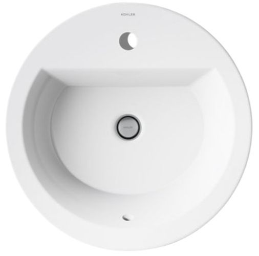 Kohler Bryant® White 19" Round Drop-In Bathroom Sink-1