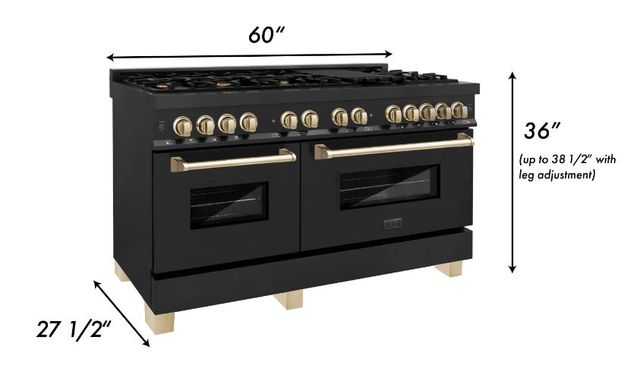 ZLINE Autograph Edition 60" Black Stainless Steel Pro Style Dual Fuel Range-1