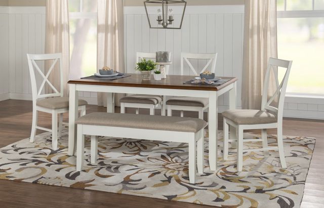 Powell® Jane 6-Piece Honey Brown/Vanilla White Dining Set-2