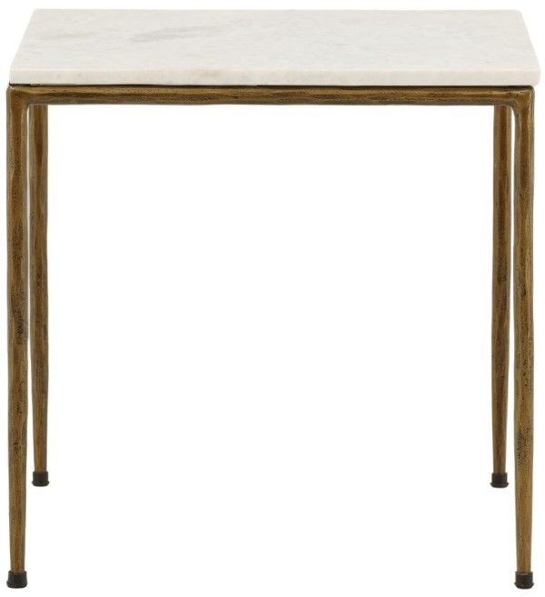 Dovetail Furniture Perujia White Side Table with Antique Brass Base-1
