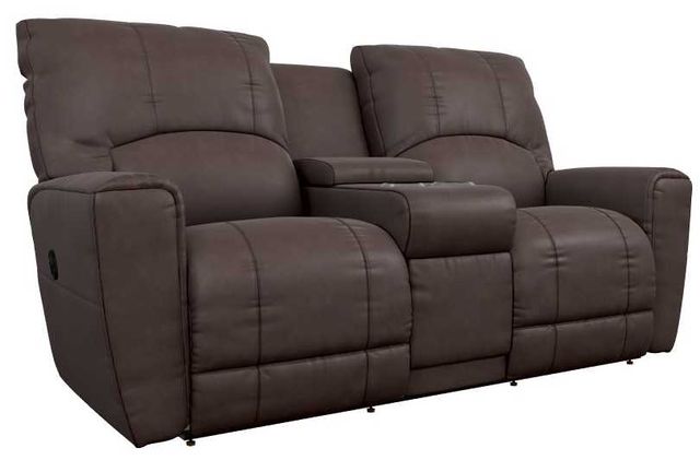 La-Z-Boy® Cassian Walnut Leather Manual Reclining Loveseat with Console-0