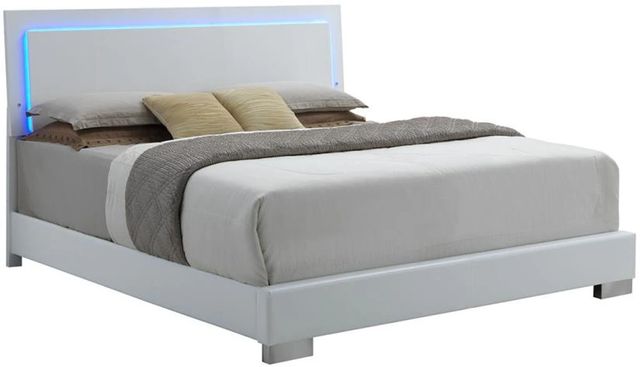 Coaster® Felicity Glossy White Lighted Queen Bed-0