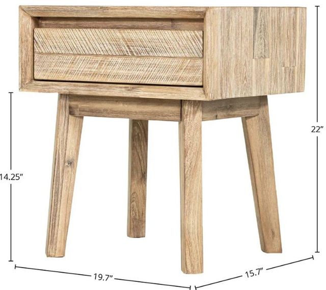 LH Home Gia Light Driftwood 1-Drawer Nightstand -1