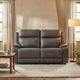 Primo™ International Heritage Brindle Charcoal Leather-Match Power Motion Loveseat-1