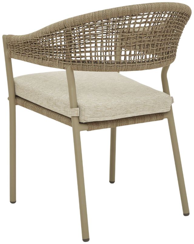 Signature Design by Ashley® Ocean Park 4-Piece Beige Aluminum/Fabric Outdoor Dining Arm Chair-3