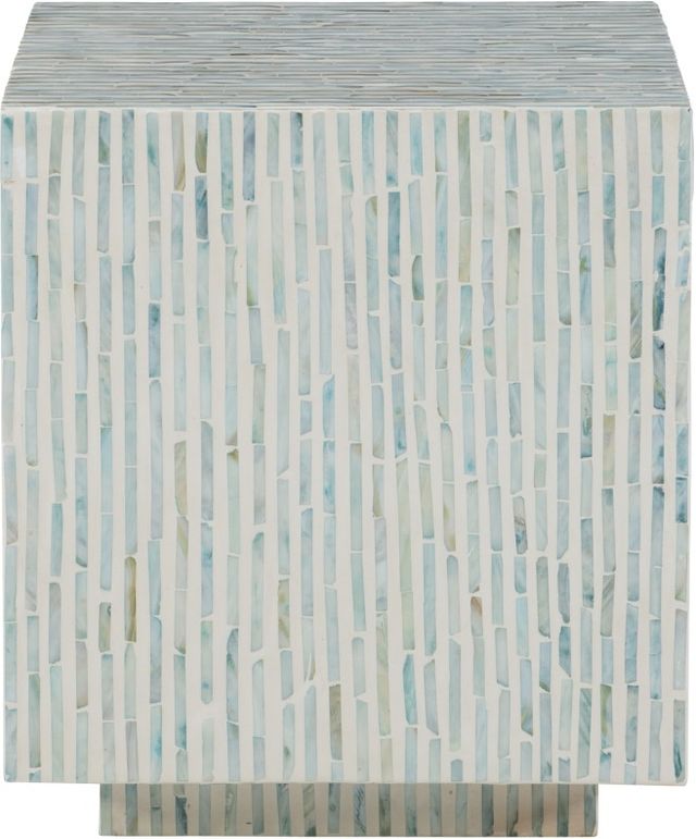 Linon Capiz Blue/Ivory Square Side Table-1